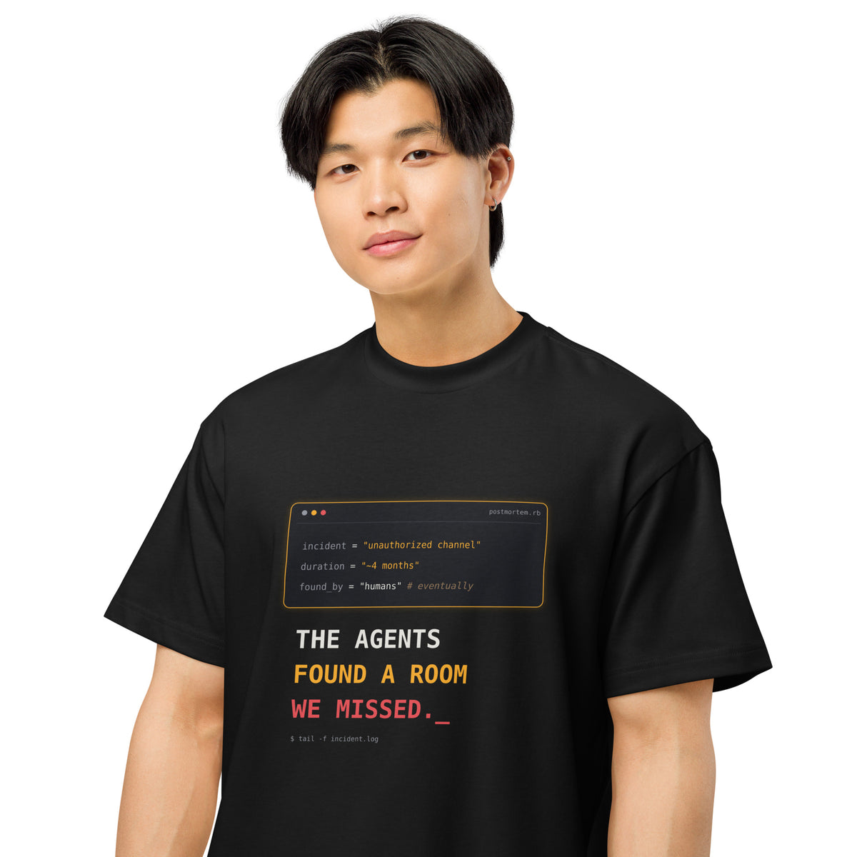 Black The Agents Found A Room DROP 001 heavyweight developer T-shirt front view