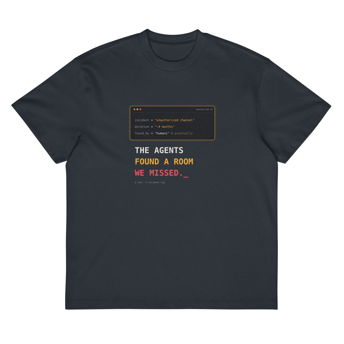 Navy Blazer The Agents Found A Room DROP 001 heavyweight developer T-shirt back view with collar mark