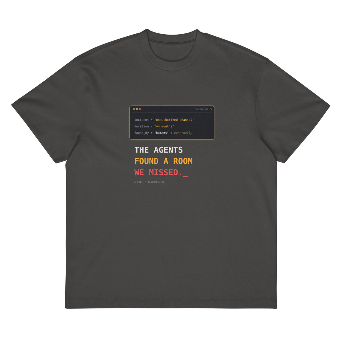 Vintage Black The Agents Found A Room DROP 001 heavyweight developer T-shirt front view