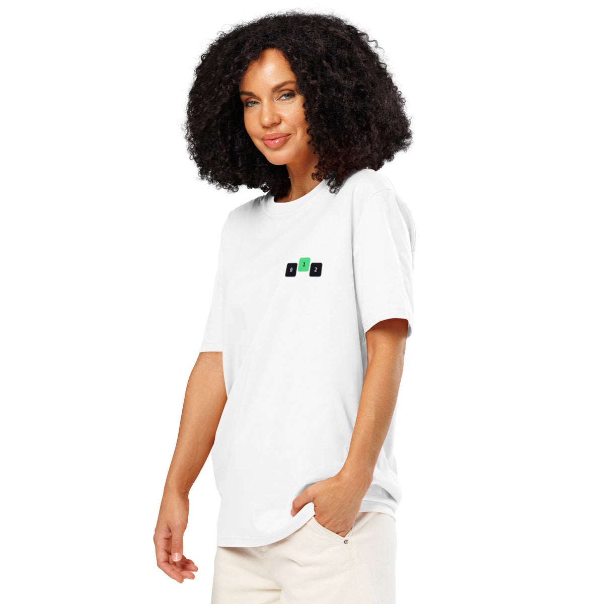 Off By One front chest logo on organic cotton developer T-shirt